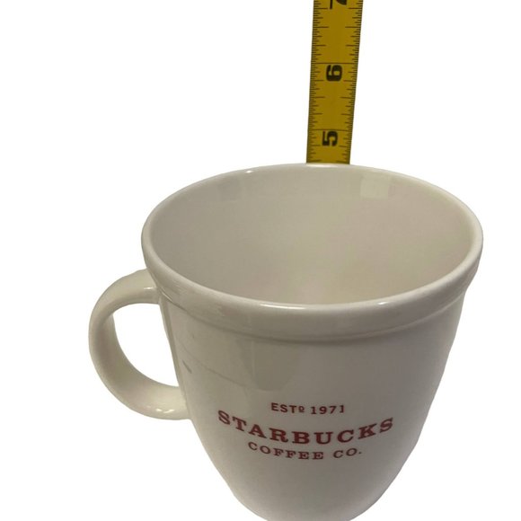 STARBUCKS Est 1971 Holiday Mug Cup 2007 Christmas Red White Ceramic 18oz - Picture 9 of 9